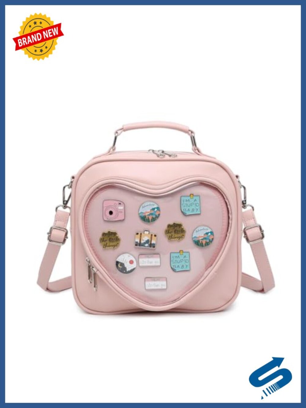 Kawaii Ita Purse Pin Display Crossbody Backpack Faux Leather